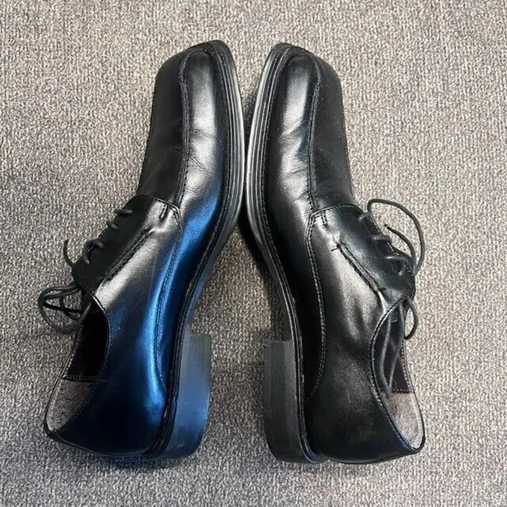 Franco Fortini Dallas Oxford Shoes Mens 9.5 M Black Leather Lace Up Square Toe